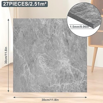 Samolepiace vinylové dlaždice JJ08828, 30 x 30 cm, 81ks, 7,5 m², sivá