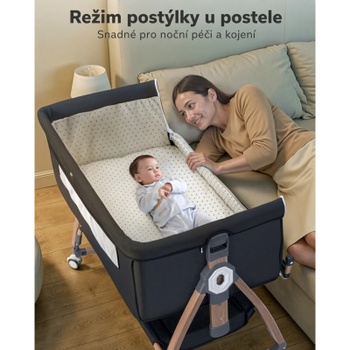 Detská postieľka BGBBC01,3v1, 91,5 x 56 x 83 cm, sivá