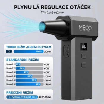 Prenosné dúchadlo ME-CA3, 220 000 RPM, čierne