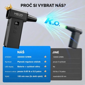 Prenosné dúchadlo ME-CA3, 220 000 RPM, čierne