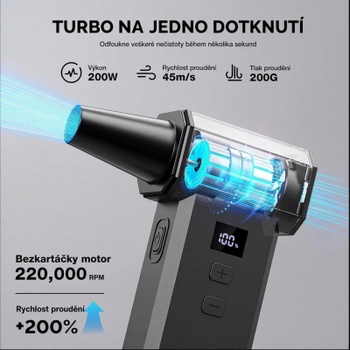 Prenosné dúchadlo ME-CA3, 220 000 RPM, čierne