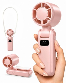 Prenosný ventilátor TUNISE, mini ručný ventilátor 3600 mAh, dobíjací ružový