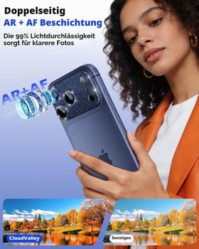 Ochranný kryt CloudValley pro iPhone 17 Pro Max, neviditelný a perfektně padnoucí 1:1, tvrzené sklo