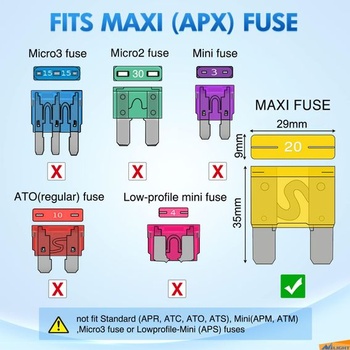 Súprava 10 plochých poistiek Maxi APX, náhradné poistky 100 A pre automobily, nákladné vozidlá, obytné
