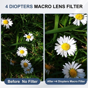 PATIKIL 77mm filter pre detailné zábery, makro filter pre objektív +4 dioptrie, čierny