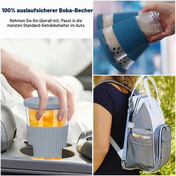 500ml kelímky na bublinkový čaj so slamkou, 2 ks opakovane použiteľných plastových kelímkov, šedá +