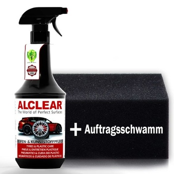 ALCLEAR 721RK Leštenie pneumatík 1000 ml s aplikačnou hubkou, saténový povrch, UV ochrana. ALCLEAR