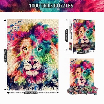 1000dielne puzzle pre dospelých, farebné puzzle lev so zvieratami, 1000dielne puzzle pre dospelých s fantasy