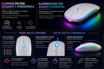 Bezdrôtová myš Generico, dobíjacia, Bluetooth, 2,4 GHz, USB, duálny režim pre notebook, univerzálny,