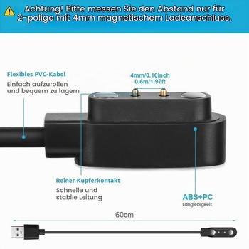 Magnetická nabíjačka AXFEE kompatibilná s náramkom Xiaomi, dátový kábel USB #1 čierny 4mm