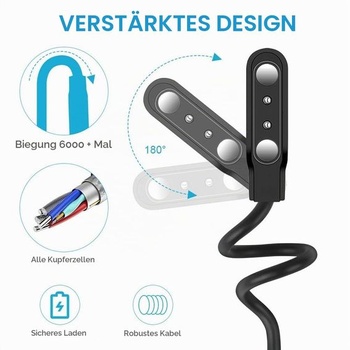 Magnetická nabíjačka AXFEE kompatibilná s náramkom Xiaomi, dátový kábel USB #1 čierny 4mm