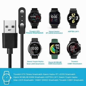 Magnetická nabíjačka AXFEE kompatibilná s náramkom Xiaomi, dátový kábel USB #1 čierny 4mm