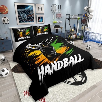 Pánske obliečky Homewish Handball 135x200 čierna žltá zelená 135*200+80*80*1
