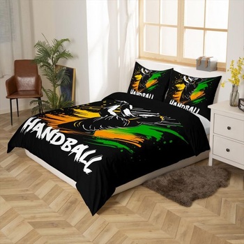 Pánske obliečky Homewish Handball 135x200 čierna žltá zelená 135*200+80*80*1