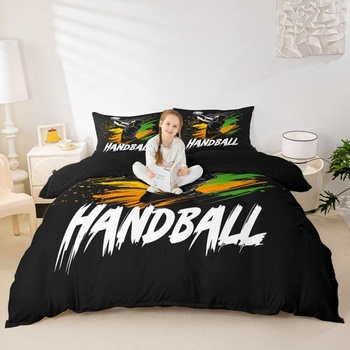 Pánske obliečky Homewish Handball 135x200 čierna žltá zelená 135*200+80*80*1