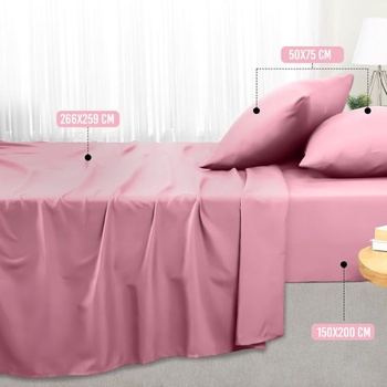 Utopia Bedding 4dielna sada prestieradiel, 150x200cm, ružová | 2 obliečky na vankúše 50x75cm
