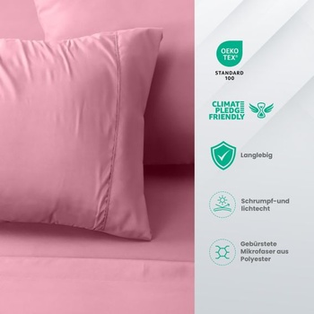 Utopia Bedding 4dielna sada prestieradiel, 150x200cm, ružová | 2 obliečky na vankúše 50x75cm