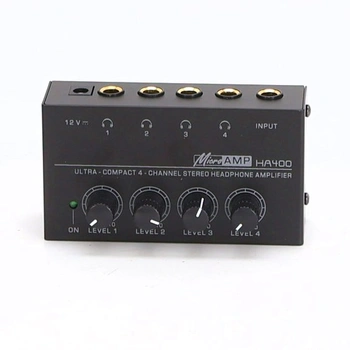 SinLoon HA400 4kanálový stereo sluchátkový zesilovač, kovový mini audio rozbočovač s nezávislým