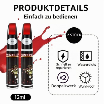 2 červené fixky na farbu, každé s objemom 24 ml, perfektné krytie a rýchle schnutie