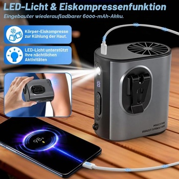 Ventilátor s klipom na pás s funkciou chladiaceho kompresie, ventilátor na opasok, prenosný handsfree