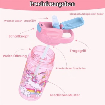Detská fľaša na pitie decalsweet 480ml, tritánová fľaša na vodu bez BPA Unicorn Pink Unicorn 473ml