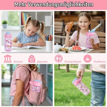 Detská fľaša na pitie decalsweet 480ml, tritánová fľaša na vodu bez BPA Unicorn Pink Unicorn 473ml