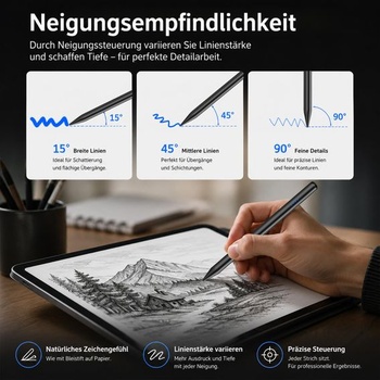 Stylus pre iPad Apple iPad 2018-2026 s rýchlym nabíjaním/odmietaním dlane, čierny