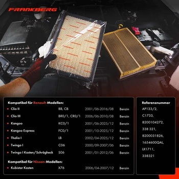 Vzduchový filtr Frankberg, filtrační vložka pro benzín, 1654600QAL
