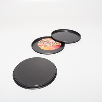 Súprava 4 plechov na pizzu Cozary, okrúhly plech na pizzu s priemerom 26 cm, nerezový plech na pečenie s