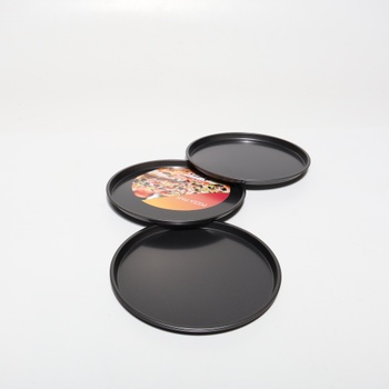 Súprava 4 plechov na pizzu Cozary, okrúhly plech na pizzu s priemerom 26 cm, nerezový plech na pečenie s