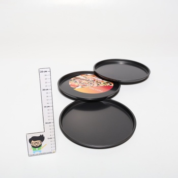 Súprava 4 plechov na pizzu Cozary, okrúhly plech na pizzu s priemerom 26 cm, nerezový plech na pečenie s