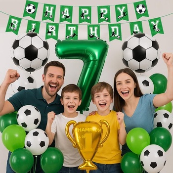 Futbalový balónik, 12. narodeniny, zelený balónik, 12-ročný chlapec, futbalová narodeninová dekorácia,