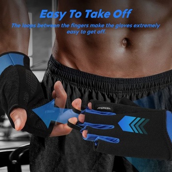 ATERCEL Fitness rukavice, tréningové rukavice na CrossFit, kulturistiku, modré, L
