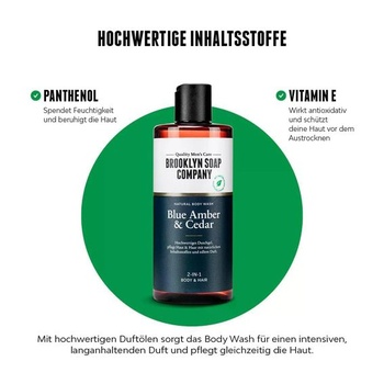 Sprchový gel Brooklyn Soap Company pro muže 1 litr - Sprchový gel s modrým jantarem a cedrem -