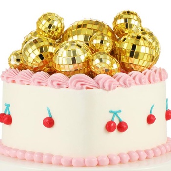 12 ozdôb na torty s disco guľou, mini dekorácie na torty s disco guľou, malé dekorácie na torty,