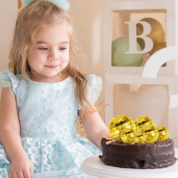 12 ozdôb na torty s disco guľou, mini dekorácie na torty s disco guľou, malé dekorácie na torty,