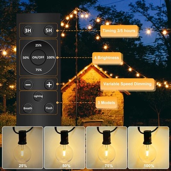 Stmívatelné LED venkovní řetězové světelné řetězy - 30M venkovní řetězové světelné řetězy, napájené