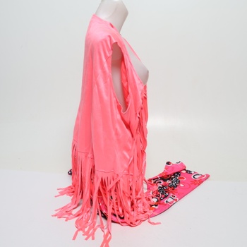 XonyiCos 6dielny hippie kostým 60. a 70. rokov, diskotéka, vesta so strapcami, boho nohavice so zvonovým