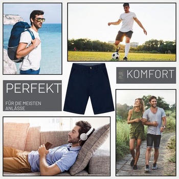 Pánske chino kraťasy CityComfort - Bavlnené chino kraťasy, veľkosť L, tmavo modré