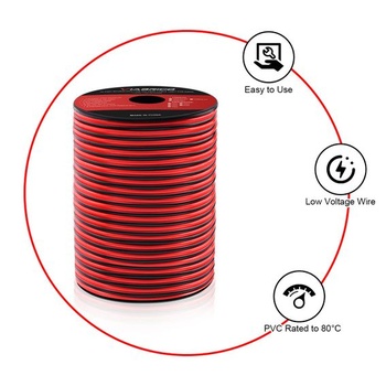 VIABRICO 30 metrov 16AWG 2x1,5 mm² Elektrický vodič, 2žilový kábel 5V/12V/24V Napájací kábel s