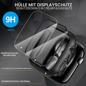 Diruite 2dielne púzdro pre Apple Watch Series 11/10 46mm ochranné púzdro čierne + priehľadné 46mm