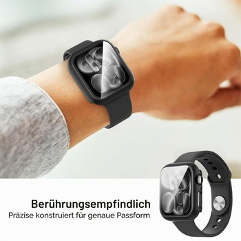 Diruite 2dielne púzdro pre Apple Watch Series 11/10 46mm ochranné púzdro čierne + priehľadné 46mm