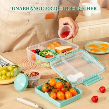 Detský obedový box VINATO s priehradkami, obedový box pre dospelých a deti, bento box s rukoväťou,