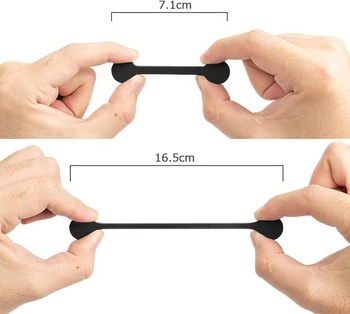Balenie 6 magnetických sťahovacích pások na káble, čierne, opakovane použiteľné silikónové držiaky a