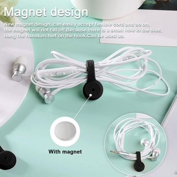 Balení 6 magnetických stahovacích pásek na kabely, černé, opakovaně použitelné silikonové držáky a