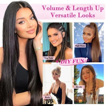 REECHO Clip-in predlžovanie vlasov - 11dielne clip-in predlžovanie vlasov pre ženy, 61 cm dlhé rovné