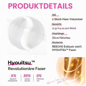 REECHO Clip-in vlasové prodlužování pro objem, sada 2 kusů, 30cm silné vlasové prodlužování pro