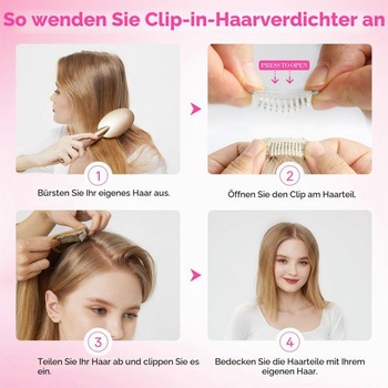 REECHO Clip-in vlasové prodlužování pro objem, sada 2 kusů, 30cm silné vlasové prodlužování pro