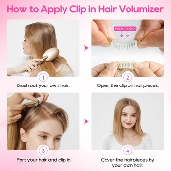 REECHO Clip-in vlasové prodlužování pro objem, sada 2 kusů, 30cm silné vlasové prodlužování pro