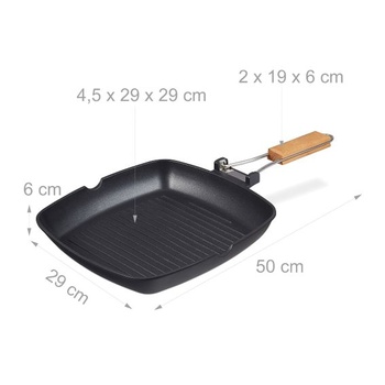Grilovacia panvica Relaxdays, vhodná na indukciu, s nepriľnavým povrchom, čierna